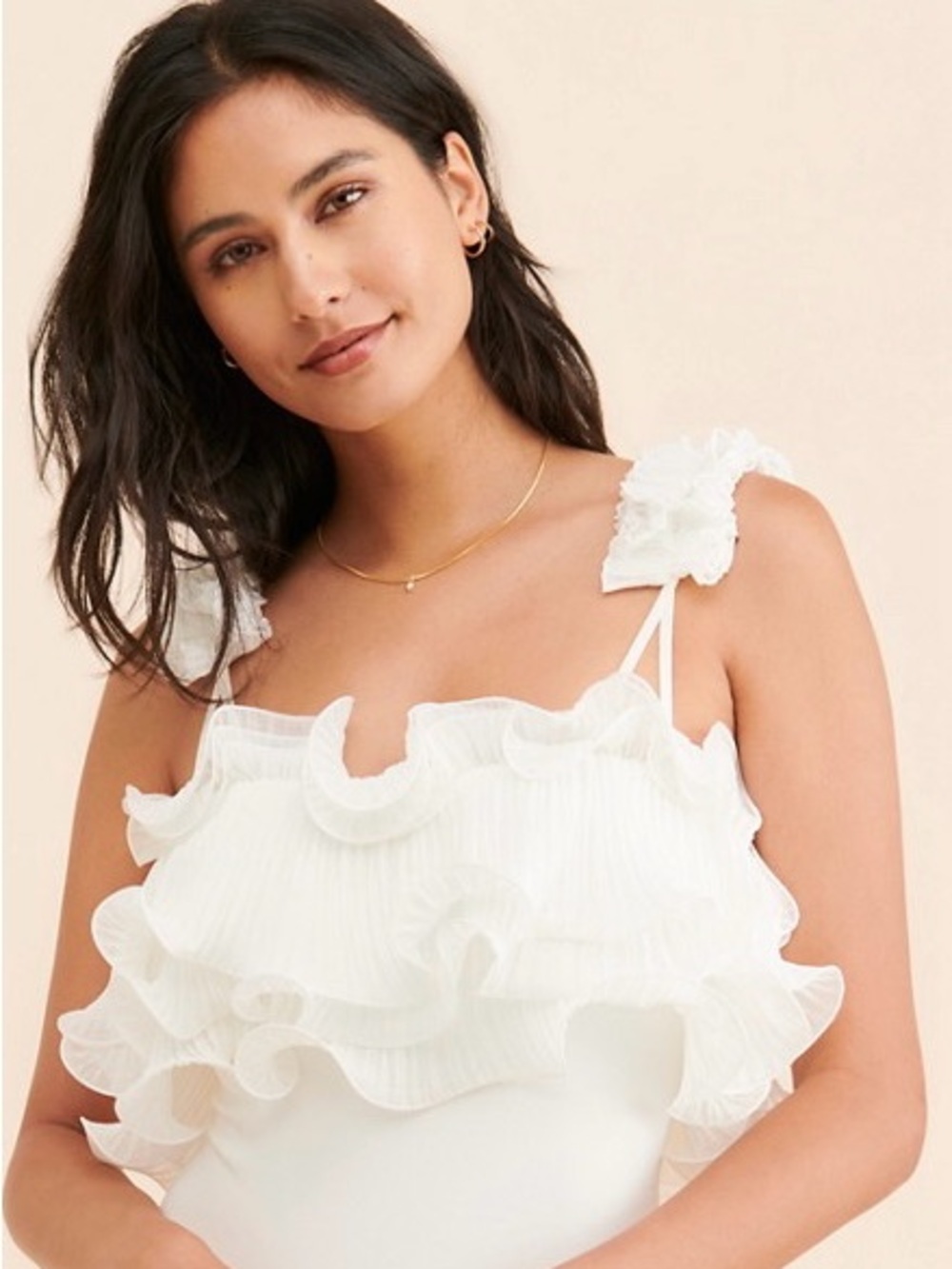 Free People White “For the Frill of It” Ruffle Bodysuit - Picture 2 of 6